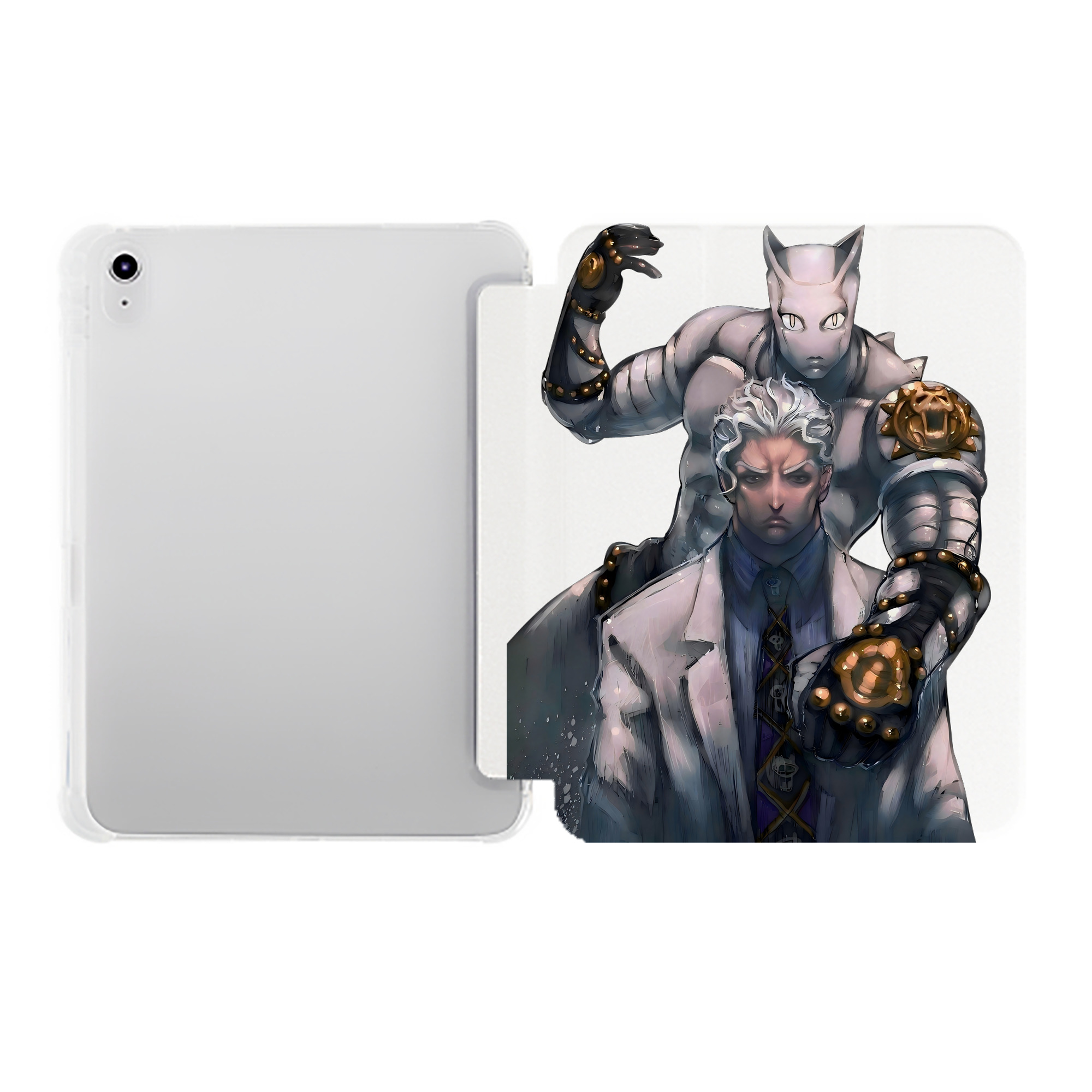 （画像用） ジョジョの奇妙な冒険 きら よしかげ JoJo's Bizarre Adventure Kira Yoshikage IPad ケース ペン収納付き 三つ折りスタンド PUレザー×シリコン 対応機種9.5/10.5/10.9インチ